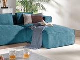 Lisa Design - Canapé d'angle Droit - Stella en Velours Côtelé - Sofa Bleu Canard 4 Places - Salon