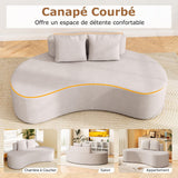 COSTWAY Canapé Compressé 2-3 Places, Canapé Courbé en Forme de Croissant avec 2 Coussins, Dossier Bas & Siège Spacieux en Mousse, Base Antidérapante, Aucun Assemblage, pour Salon, Bureau (Gris)