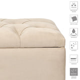 Banc rembourré de Rangement MODIANO BL 81x42cm - Velours Beige, Siège, Banquette, Coffre de Stockage avec Couvercle, Pouf pour Salon Chambre Entrée Couloir Coiffeuse Bout de Lit