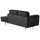 Chaise Longue Méridienne Côté Gauche en Velours Noir Assise Confortable pour Salon Glamour et Moderne Beliani