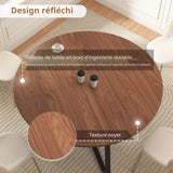 Suuiwau Table de salle à manger ronde 120 cm en bois marron noyer moderne pour cuisine, salon, salle à manger, terrasse, cour, café, bureau et autres endroits