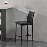 Lot de 2 Tabourets de Bar Chaises Rembourrées PU Similicuir avec Pieds en Acier et Hauteur d'Assise 66 cm Noir