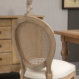 HOMCOM Lot de 2 chaises de Salle à Manger - Chaise de Salon médaillon Style Louis XVI - Bois Massif sculpté, patiné - Dossier cannage - Aspect Lin Beige