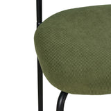 Sicaan Lot de 2 tabourets de Bar 66 cm placage frêne Velours côtelé Kaki - 95,5x46x52,5 cm - Collection Olivia - Pieds métal Noir - Style scandinave - Kit