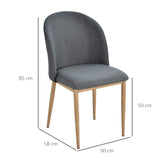 HOMCOM Lot de 4 chaises de Salle à Manger Chaise de Salon Pieds en métal Imitation Bois 50 x 58 x 85 cm Gris