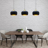 bamyum Lot de 3 Suspension Luminaire Moderne en Metal, Lustre Salle à Manger Ronde de 30 cm, Lustre Cuisine E27 en Métal, Plafonnier, Lampe pour Chambre, Salon, Couloir, Noir