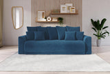 BAÏTA Canapé Droit Convertible Nova 3 Places en Velours côtelé Bleu Cobalt