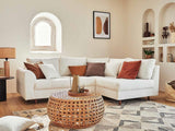 Lisa Design - Rune - canapé d'angle Droit - 4 Places - avec Pouf d'appoint - en Tissu Bouclette - Blanc