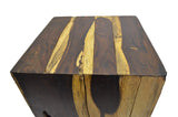 Brillibrum Table d'appoint design en bois véritable - Tabouret en bois flotté naturel carré - Hauteur : 45 cm