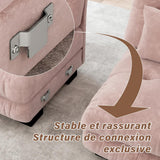 SoarFlash Canapé modulaire 3 Places Salon Moderne - Chenille, Bois Massif, reposes-Bras, Rose Clair, 77×313cm