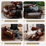 LAITEGOG Fauteuil Lounge Vintage, Fauteuil Confortable en Cuir ciré à l'huile avec Structure en Bois Robuste, canapé rembourré et Douillet for Salon, Chambre, Balcon, Bureau à Domicile(Vintage Brown)