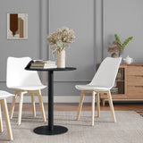 HOMCOM Table à manger ronde pour 2 personnes au design minimaliste, table moderne en acier, pour intérieur et extérieur, Ø 60 x 72 cm, noir
