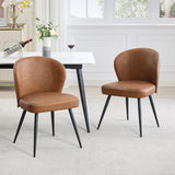 6XPCS Chaises de salle à manger en cuir PU , chaises de salle à manger et de cuisine modernes, capacité de charge de 150KG Chaises d'appoint tapissées avec pieds en acier-MARRON (2, marron, Moyen)