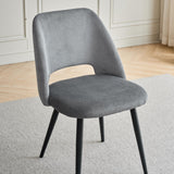 GrandCA HOME Lot de 4 Chaises de Salle à Manger Modernes, Dossier Creux en Velours Côtelé, Rembourrées, pour Salle à Manger, Cuisine, Salon et Chambre (Gris)