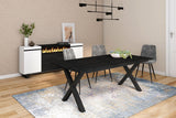 Skraut Home - Table à Manger | 10 Personnes | 200 | Robuste et Stable grâce à sa Structure et aux Pieds Solides | Idéal pour Les rassemblements de Famille | Noir | Style Industriel