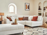 Lisa Design - Rune - canapé d'angle Droit - 4 Places - avec Pouf d'appoint - en Tissu Bouclette - Blanc