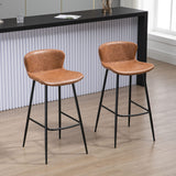 HOMCOM Lot de 2 tabourets de Bar Assise en Similicuir Hauteur 76 cm avec Repose-Pieds en Acier et Dossier Design Vintage - Marron