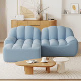KOMHTOM Canapé Modulaire en Velours Côtelé, Canapé Salon Moderne, Coussin d'assise Confortable en Mousse Haute Densité 32D, Canapé Combinable Librement (Bleu, 2 Places en L)