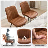 Lot de 2 Chaise Salle à Manger en vrai cuir,Chaise de cuisine Scandinave avec Siège rembourrée & Pieds en métal,Chaise à manger sans accoudoirs pour Salle à Manger,Cuisine,Salon(87X61X54CM,Brun)