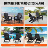 VEVOR Chaise Adirondack en Plastique, Lot de 2, Fauteuil de Jardin Pliant Portable, Charge 181,4 kg, avec Porte-Gobelet, Accoudoir Relaxant, pour Toutes Saisons, Extérieur, Patio, Arrière-Cour, Noir