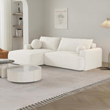Mobilier-Deco Anais - Canapé d'angle Convertible en Tissu Bouclette Beige - Angle Gauche