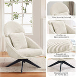 Ckaff Fauteuil Salon Relax Pivotant à 360°, Fauteuil Rembourré Chambre à Coucher avec Coussin épais Amovible, Fauteuil de Bureau Fauteuil de Lecture pour Salon Chambre à Coucher Bureau, Beige