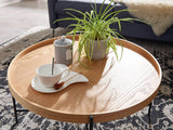 WOHNLING Table Basse 78x78x40 cm Table Basse Bois/métal Table de Salon chêne | Table de Chambre Design Ronde Moderne | Table Basse en Bois | Table de Salon