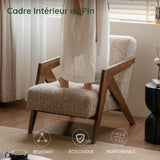 YESWOOD Fauteuil en Bois de Chêne Massif, Design Moderne du Milieu du Siècle, Fauteuil pour Salon, Chambre, 62 x 87 x 78 cm, Noyer