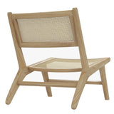HOMCOM Fauteuil de Salon Relax, Fauteuil Lounge, Design bohème, Structure Bois d'hévéa, Dossier Assise cannage, Assise Profonde, pour Salon/Chambre, Naturel
