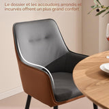 CLIPOP Lot de 2 Chaises de Salle à Manger Avec Accoudoirs - Rembourrées pour Cuisine, Salon, Bureau, Chambre à Coucher - Fauteuil Lounge Set (1, Similicuir Gris-Brun)