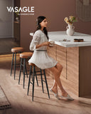 VASAGLE EKHO Collection - Tabouret de Bar, Lot de 4, Chaise de Cuisine, Haut, PU avec Coutures, Style Moderne Mi-siècle, Hauteur Assise 76,2 cm, Cuisine, Bar, Montage Facile, Marron Caramel LBC290K01