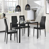 Table de Salle à Manger Design Meuble Minimaliste pour Cuisine Salon Plateau en Verre Pieds en Acier 105 x 60 x 75 cm Noir