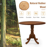LIFEZEAL Table de Salle à Manger Ronde pour 4 Personnes, en Bois d'hévéa avec Base sur Socle, Meubles de Salon de 100 cm, pour Salle à Manger, Salon et Bureau, Charge 100 kg (Marron)