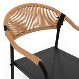 IDMarket - Lot de 4 chaises de Jardin Madeira métal, Cordage et textilène Noir et rotin Clair