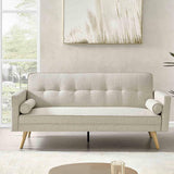 Mobilier-Deco Victoria - Canapé clic clac Design 3 Places en Tissu Beige