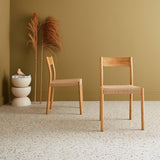 Alice's Home - Lot de 2 chaises Naturelles en Bois et Cordage. Ella. L 49.5 x P 53 x H 82cm