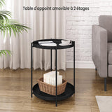 WOLTU Table Basse Ronde, Table d'Appoint, Table Salon, Petite Table Basse avec 2 Plateaux Amovibles, Table de Chevet, en Métal, Noir, BTS17sz