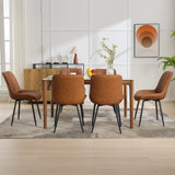 Lot de 2 Chaise Salle à Manger en vrai cuir,Chaise de cuisine Scandinave avec Siège rembourrée & Pieds en métal,Chaise à manger sans accoudoirs pour Salle à Manger,Cuisine,Salon(87X61X54CM,Brun)
