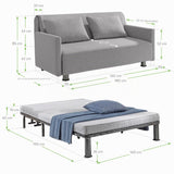 EVERGREENWEB Canapé-lit 3 Places Convertible en Lit avec Matelas 160x190 Effet Massant 0rthopédique, Extensible Sofa Bed Pliable, Housse Déhoussable et Lavable Couleur Gris, 2 Coussins Inclus | Edith