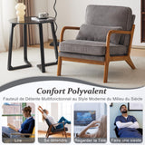 Bonnlo Fauteuil de Salon en Velours Côtelé, Chaise d'Appoint Relaxation avec Cadre en Bois, Siège Confortable pour Salon, Chambre, Terrasse, 65 x 80 x 78 cm (Gris Clair)