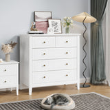 FOREHILL Commode Chambre Commode avec 5 Tiroirs Meuble de Rangement Chambre Adulte Commode Blanche Salon Moderne en Bois 80x40x80cm