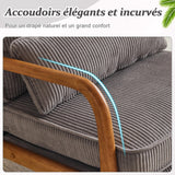 Bonnlo Fauteuil de Salon en Velours Côtelé, Chaise d'Appoint Relaxation avec Cadre en Bois, Siège Confortable pour Salon, Chambre, Terrasse, 65 x 80 x 78 cm (Gris Clair)