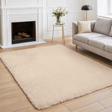 BEIMO Tapis de Salon Shaggy Tapis Chambre Moderne à Poils Longs et Moelleux, Grand Doux Tapis de Sol Pelucheux Dessous Antidérapant, Beige Sable, 160x230cm