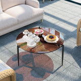 Artloge Table Basse Salon Ronde: Meuble de Salon en Verre Trempé et Métal Table Basse Design Moderne pour Bureau Chambre 80 x 40 cm