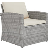 TecTake® Salon de Jardin Exterieur en Résine ressée 4 Places Table de Jardin, 1 Canapé de Jardin, 2 Fauteuil Jardin, Coussins Inclus, Mobilier de Jardin pour Amenagement Balcon - Gris Clair