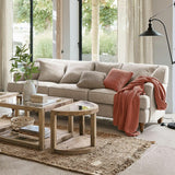 Loberon® Canapé Isa en velours de polyester, bois de pin, env. 80 x 224 x 95 cm, lin