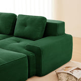 YEHTOKHOME Canapé 3 Places en Velours Côtelé avec 3 Coussins, Fauteuil avec Accoudoirs et Dessous Antidérapant, Confort Cloud sans Montage, Canapé Modulable (3, Vert)