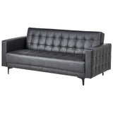 Canapé Convertible 3 Places en Cuir PU Noir Elégant Capitonnage Décoratif Aberdeen