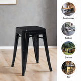 DUHOME Tabouret de Bar Industriel Chaise Salle à Manger Lot de 2 Tabouret Empilables Siège Bistrot Cadre en Métal pour Cuisine Restaurants (Noir, 46cm)