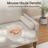 Vesgantti Petit Canapé 2 Places Ashbeige, Canapé en Lin 121cm avec Coussin à Ressorts, Mini Canapé Chambre avec Accoudoirs, Canapé de Salon Moderne, Canapé Fixe 2 Places, Ashbeige Causeuse